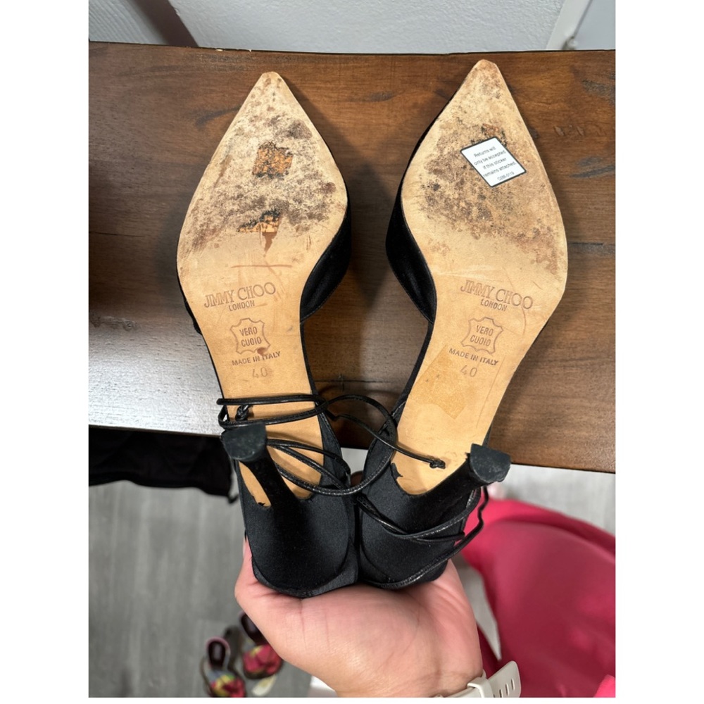 Jimmy Choo satin wrap up pointed toe pumps - Picture 5 of 5